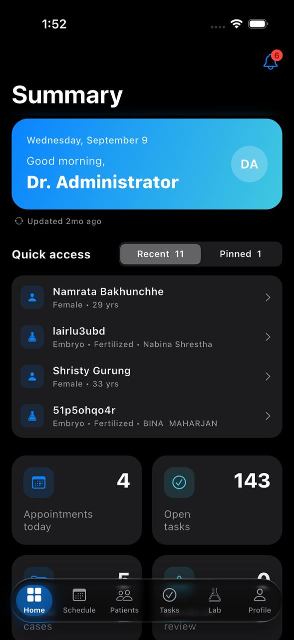 OptERP doctor mobile app summary