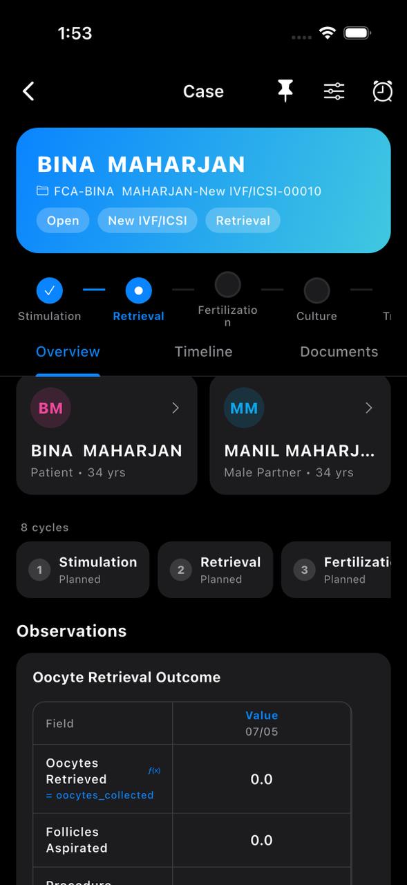 OptERP fertility case mobile app